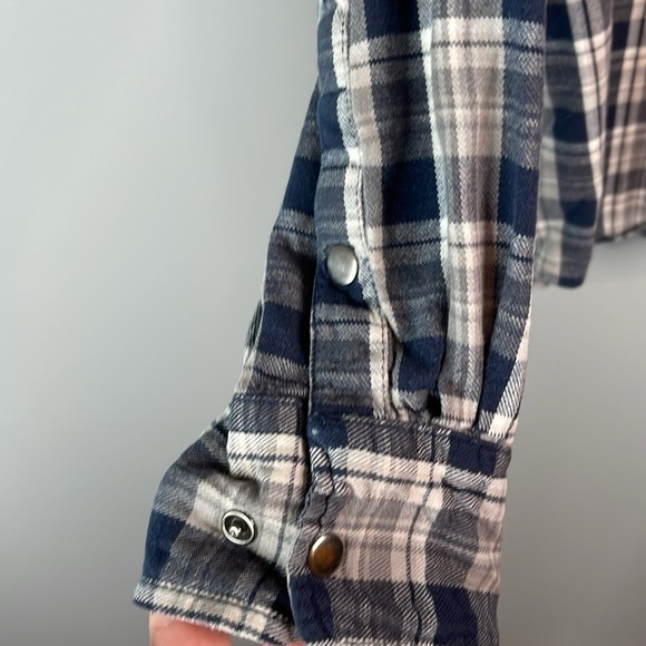 Wind River Mens Plaid Brushed Cotton Snap Shirt Blues Greys Classic Fit Size XL - Picture 6 of 12